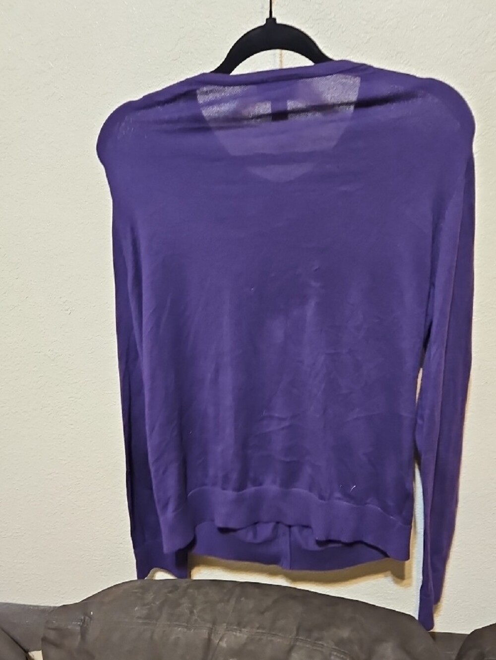 LOFT Deep Purple Ruffle-Front Cardigan - Picture 4 of 6